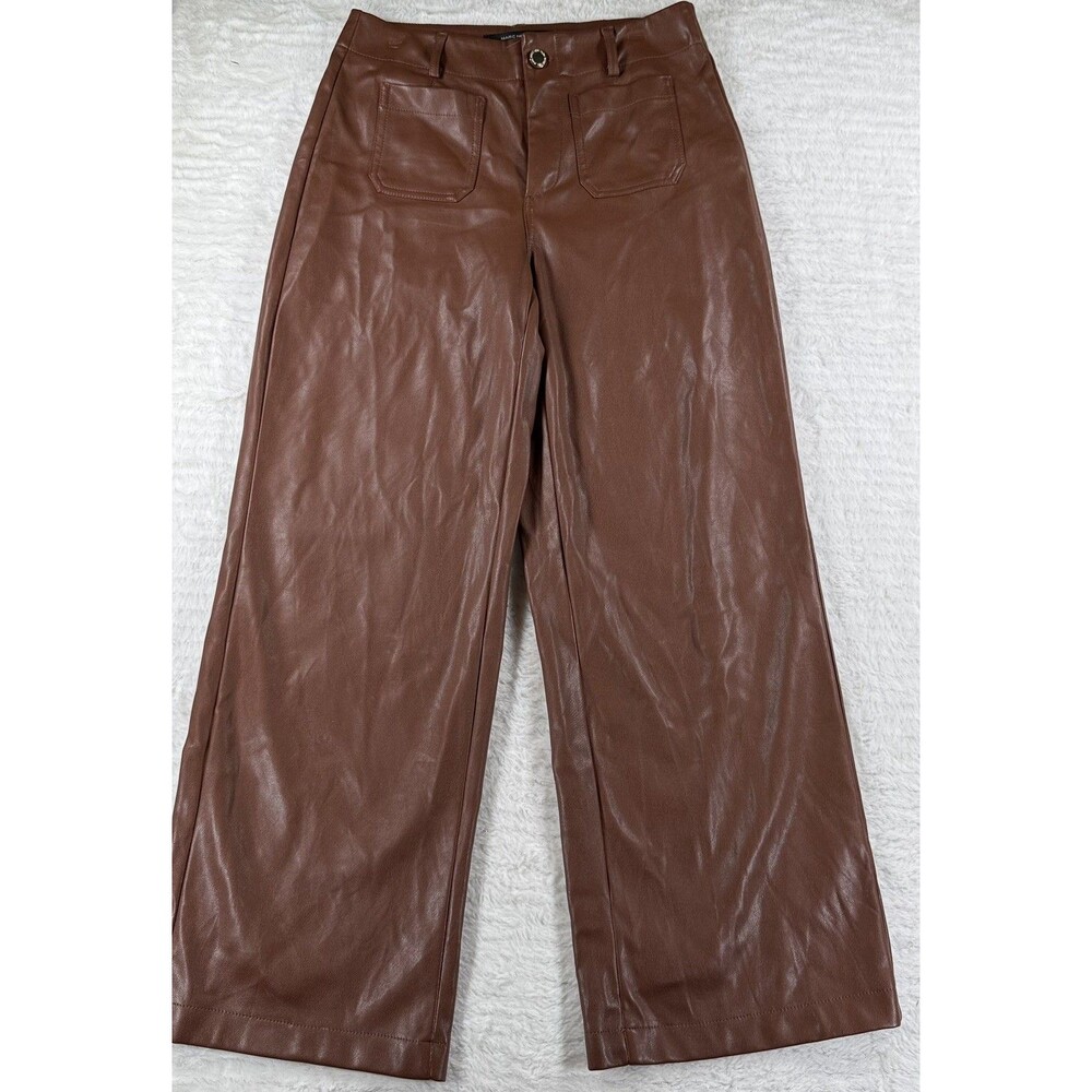 Andrew MARC New York Faux Leather Brown Pants Size 2